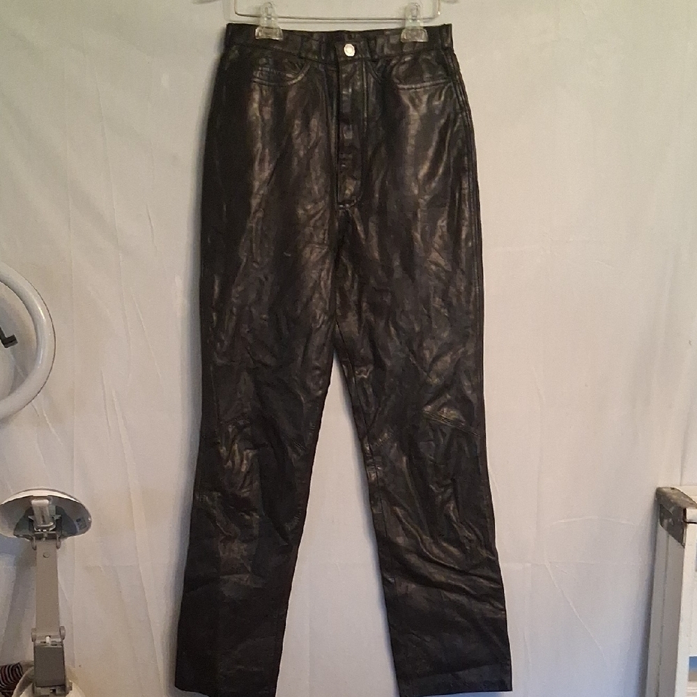 Pour Le Sport Black Leather Pants Size 12